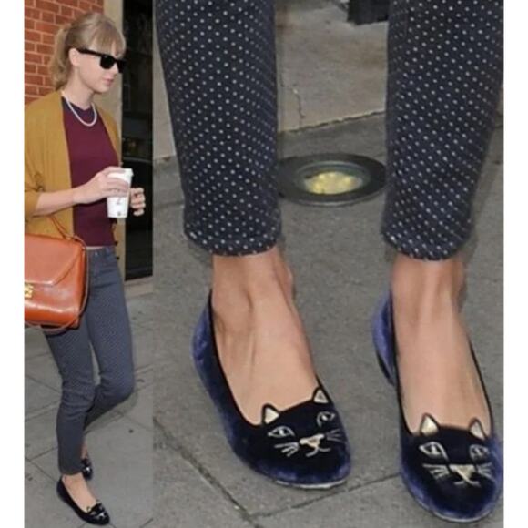 Charlotte Olympia Iconic Raffia Grey Kitty Flats Size 38 Rare ASO Taylor Swift - Picture 8 of 8